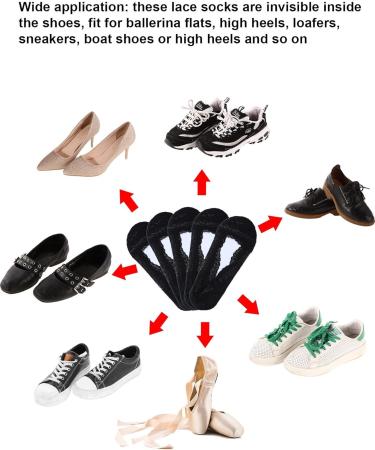 10 Pairs No Show Lace Boat Socks for Women - Non-Slip Invisible Socks in Black - Perfect for Any Occasion - Buy Online on GoSupps.com