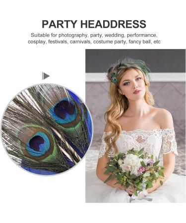 Feather Headband Carnival Peacock Feather Headdress Flapper Hair Hoop Headpiece for Dance Carnival Masquerade Fringe Show Party - Buy Online on GoSupps.com