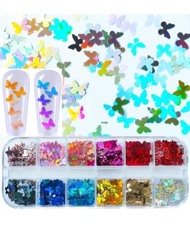 LoveOurHome Nail Glitters Sequins Set - Holographic Heart Butterfly Star Chunky Glitter Flakes for Nails & Crafts - Buy Online on GoSupps.com