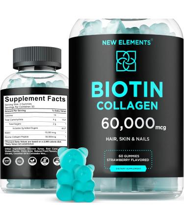 New Elements Magnesium Gummies with Vitamin D3, K2, Biotin & Collagen Peptides - Complete Immune Support Formula - Buy Online on GoSupps.com