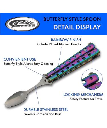 9 Rainbow-Finished Butterfly-Open Styled Travel/Camping Spoon - Buy Online on GoSupps.com