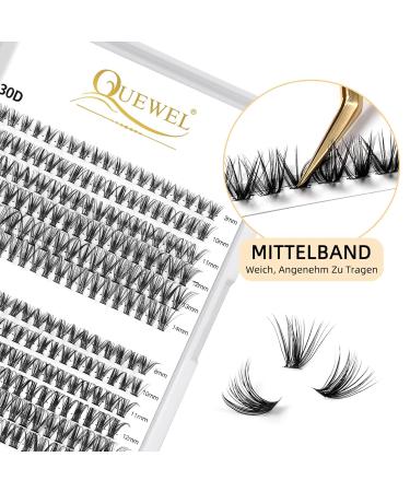 QueWel Cluster Lashes - 240 Pieces of 0.07D Curl DIY Eyelash Extensions (8-14mm Mix) for Natural Look - Single Cluster Eyelashes - Buy Online on GoSupps.com