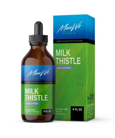 MAUWE HERBS Milk Thistle Liquid Extract - Organic Silymarin Milk Thistle Tincture - Milk Thistle Liver Detox Drops - Liver Support Supplement - 4 fl. Oz. 4 Fl Oz (Pack of 1)