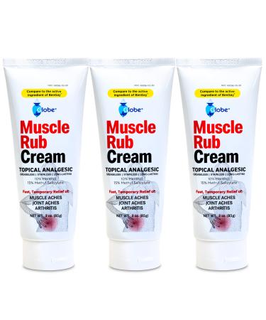 (3 Pack) Globe Ultra Strength Greaseless Muscle Rub Cream (3 oz). Compare to The Active Ingredients of Greaseless Bengay 10% Menthol & 15% Methyl Salicylate (3 Pack)