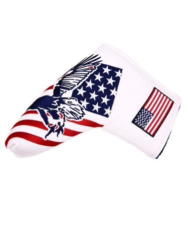USA Flag and Eagle Golf Driver/Fairway Wood/Hybrid/Iron/Mallet Putter/Blade Putter Head Cover Blade Putter Cover