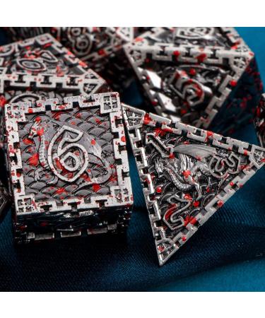 DND Metal Dice Set ARUOHHA Dungeons and Dragons Dice with Gift Box Polyhedral Dice Set Large D&D Dice for MTG Warhammer Pathfinder RPG D+D Roll Playing Dice 6 Sided D and D Dice D20 D12 D10 D8 D6 D4 Ancient Silver With Blood Splash - Buy Online on GoSupps.com
