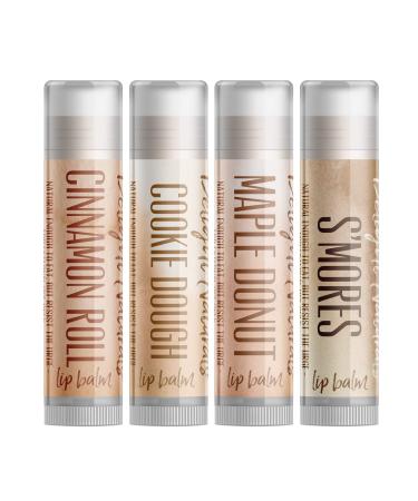 Awfully Sweet Lip Balm Gift Set - Cinnamon Roll Cookie Dough Maple Donut and S'Mores