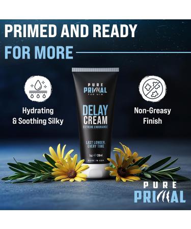 Pure Primal Delay Cream for Men Benzocaine Topical to Stay Hard & Last Longer in Bed Retardantes para Caballeros Fast Absorbing Non Greasy Made in USA - Buy Online on GoSupps.com