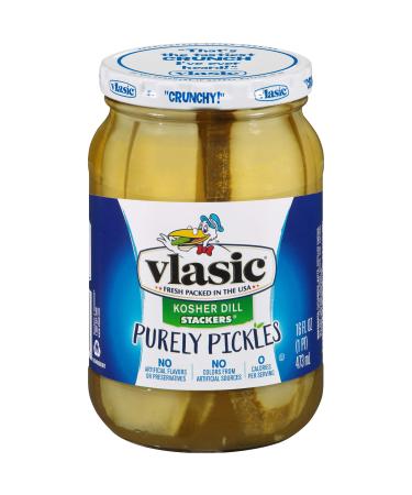 Vlasic Purely Pickles Kosher Dill Stackers Jars, 16 Ounce (Pack of 6)