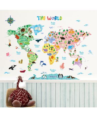 DECOWALL BS-1615S Animal World Map (Large) Wall Stickers - Nursery Bedroom Living Room Decor - Buy Online on GoSupps.com