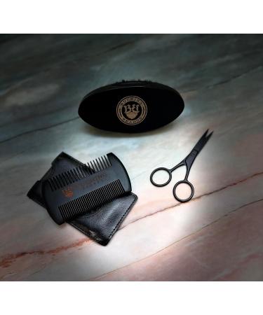 Starter Grooming Kit - Travel Bag Wooden Comb Brush & Mustache Scissors for Men - Buy Online on GoSupps.com