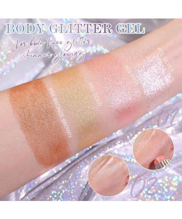  Prreal Body Glitter face glitter stick long-lasting glitter gel eyeshadow shimmer highlighter bronzer for rave makeup Halloween festival #01 silver - Buy Online on GoSupps.com