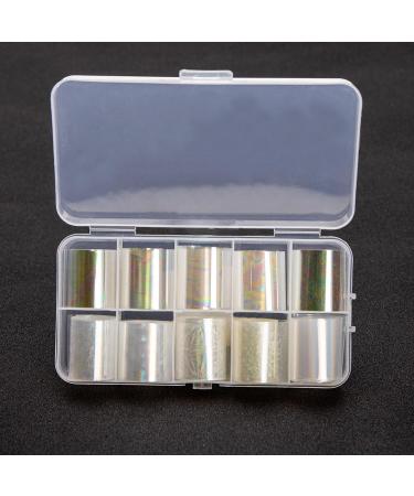 ECSiNG 10 Rolls White Pearl Color Holographic Nail Foil Transfer Sticker Roll Set Nail Art Transfer Glitter Stickers for Nail Art Decoration DIY Salon -Style-A Style A - Buy Online on GoSupps.com
