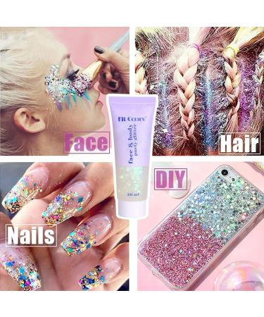 Fluorescent Glitter Set - 6 Iridescent Colors for Face Nails Hair & Body | Chunky Sequin Makeup Effects - Buy Online on GoSupps.com