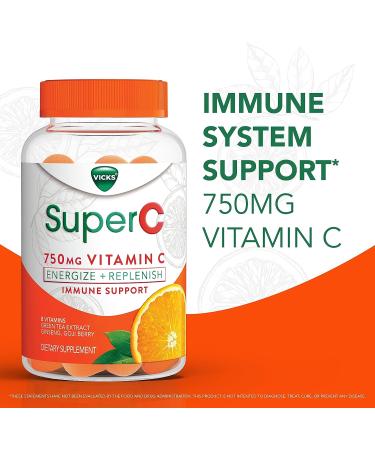 Vicks Super C Vitamin C Gummies - Immune Support Supplement with B Vitamins and Antioxidants - 36 Citrus Flavored Gummies - Buy Online on GoSupps.com