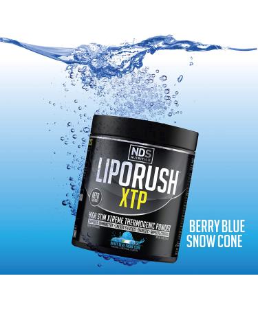 NDS Nutrition LipoRush XTP Thermogenic Fat Burner - Extreme Energy & Focus Powder with L-Carnitine - Blue Berry Snow Cone - 45 Servings - Buy Online on GoSupps.com