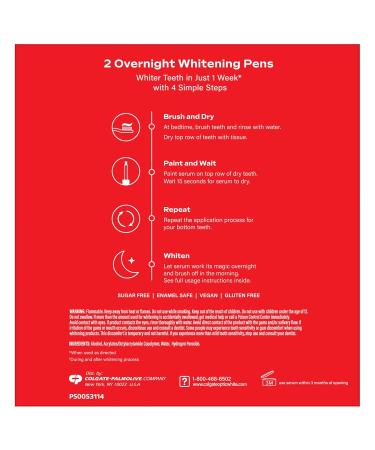 Colgate Optic White Overnight Teeth Whitening Pen Enamel Safe and Vegan Teeth Stain Remover to Whiten Teeth Teeth Whitening for Sensitive Teeth 35 Nightly Treatments Per Pen 0.08 Oz 2 Pack 0.4 Ounce (Pack of 2) Overnig  - Buy Online on GoSupps.com