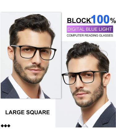 MARE AZZURO Stylish Reading Glasses for Men 1.25x - 6x Black (Blue Light Blocking) | Trendy Readers for Men - Buy Online on GoSupps.com