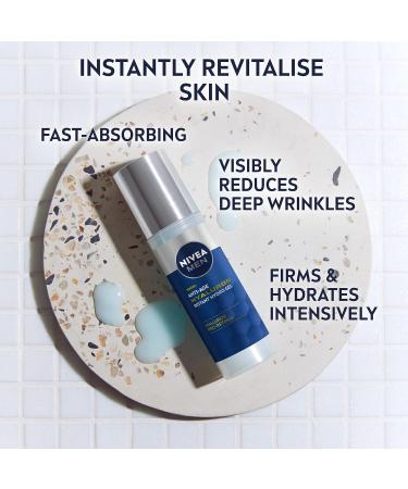 NIVEA MEN Anti-Age Hyaluron Face Moisturising Gel - 50ml | Hyaluronic Acid, Pro-Retinol | Reduces Wrinkles, Hydrates, Firms Skin - Buy Online on GoSupps.com