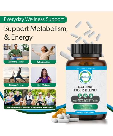 TRUEMED 3-in-1 Fiber Supplement 750mg Organic Blend with Psyllium Husk Chia & Flax Seed Plant-Based Fiber Capsules for Digestive Health & Cardiovascular Wellness Made in USA 90 Count - Buy Online on GoSupps.com