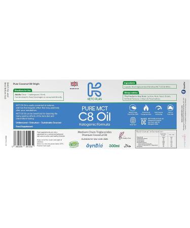 SynBio Keto Plan - Pure MCT C8 Oil Palm Oil Free | 99% Pure C8 | Vegan | Halal | Gluten Free | Supports Keto Nutrition & Fasting | Sustainably Sourced Coconut (500ml) - Buy Online on GoSupps.com
