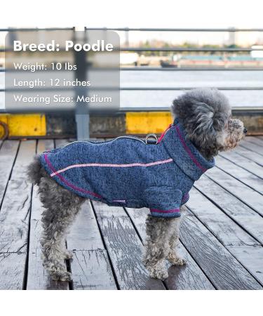 Cyeollo Reflective Zip-Up Dog Jacket Coat Fleece Sweater for Small Dogs in Blue - M Chest Size (16) - Buy Online on GoSupps.com