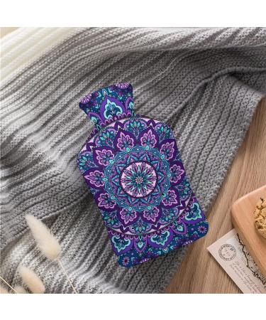 Hot Water Bottle with Lid - Purple Floral Pattern Rubber Bag for Pain Relief Cramps Foot Warmer & Hot/Cold Therapy - Buy Online on GoSupps.com