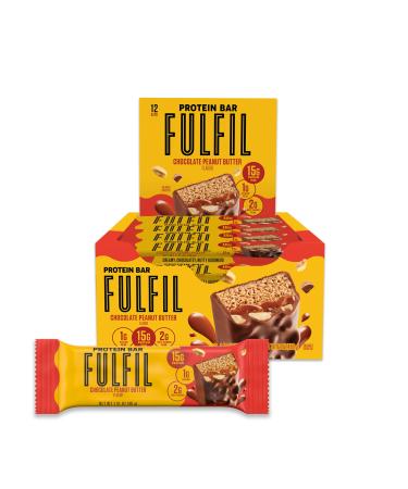 FULFIL Protein Snack Bars Chocolate Peanut Butter Flavored Gluten Free with 15g Protein Pantry Staples 12 Count Chocolate Peanut Butter 1.41 Ounce (Pack of 12)