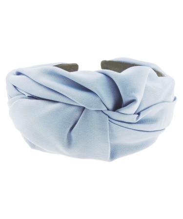 Womens Girls Gathered Rouched Knot Twist Wide Thick Jersey Fabric Fashion Formal Evening Boho Vintage Headband Alice Band Hair Hairband Christmas Birthday Wedding Guest Bridesmaid (Dusky Blue)