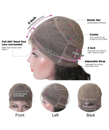 360 Lace Front Wigs Human Hair - 200% Density Pre-Plucked HD Transparent Straight 32 Inch for Black Women - High Ponytail & Bun Ready - Buy Online on GoSupps.com