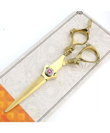 Gold-colored beauty salon scissors Perfect cuts Create fashion styling Hairdressing scissors Unique hairdressing tools (cutting scissors)