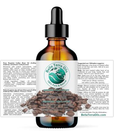 Coffee Bean Oil from Roasted Beans. 120 ml. 100% Pure. Carrier Oil. Cold-pressed. Unrefined. Organic. Single Ingredient. Rich in Antioxidants. Nourishes Under-Eye Skin. Natural Moisturizer for Face and Body. Bella Terra Oils. 120 ml (Pack of 1) - Buy Online on GoSupps.com