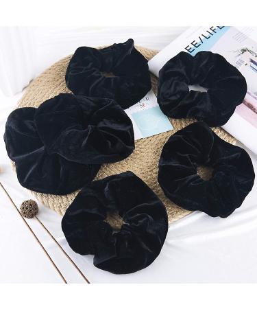 6 Pack Black Velvet Big Hair Scrunchies | Oversized Soft Hair Ties for Women | No Crease Hair Bands | Christmas Gift - Buy Online on GoSupps.com
