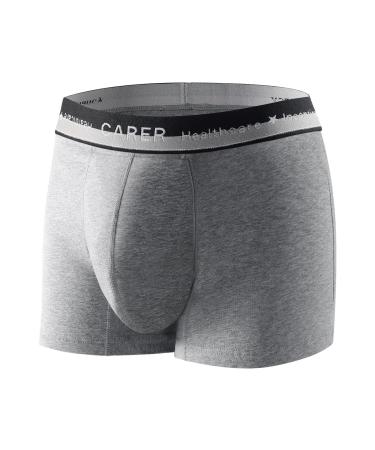 Carer incontinence Pants men soft comfortable washable men's boxers shorts for incontinence with 80 ml front absorption surface to prevent the bladder from leaving gray size XL XL gray