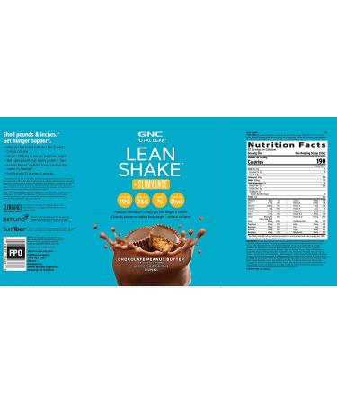 GNC Total Lean Shake + Slimvance | Chocolate Peanut Butter Protein Powder - 20 Servings | Supports Weight Loss | Caffeine Free - Buy Online on GoSupps.com