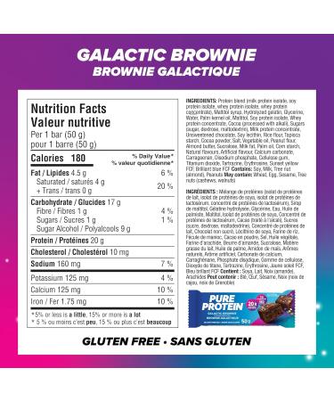 Pure Protein Bars - Nutritious Gluten Free protein bar made with Whey protein blend - low sugar protein snack. Deliciously satisfying. Galactic Brownie (Pack of 6) - Buy Online on GoSupps.com
