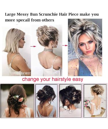 Thick 80g Large Hair Tie Extensions | Messy Bun Updos | Voluminous Real Hair Look | Strawberry Blonde & Platinum Mix - Buy Online on GoSupps.com
