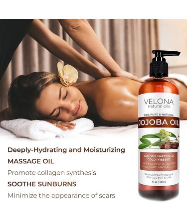 100% Pure Golden Jojoba Oil - 16 oz (With Pump) | Unrefined, Cold Pressed, Hexane Free | Moisturizing Face, Hair, Body Care - Stretch Marks, Cuticles - Natural Skin Care Solution - Buy Online on GoSupps.com