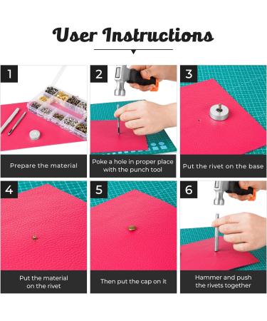 420 Sets Double Cap Brass Rivets Kit - Leather Studs with Setting Tools for Repair and Crafts - 4 Colors, 3 Sizes - 420 Pack - Buy Online on GoSupps.com