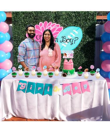 Sursurprise Football Gender Reveal Decorations 25PCS Football or Pom Poms Cake Topper Cupcake Toppers Football or Pom Poms Gender Reveal Party Supplies for Boy or Girl - Buy Online on GoSupps.com