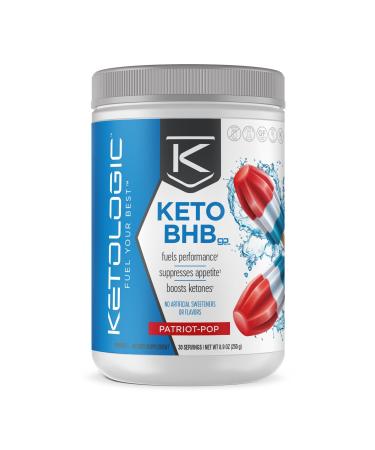 KetoLogic BHB Exogenous Ketones Powder + Electrolytes + Patented goBHB for Max Results - Ketones Drink for Women & Men - Amplify Ketosis to Utilize Fat for Energy - 30 Servings - Patriot Pop Patriot-Pop