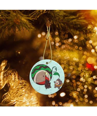 YYHHAOFA Sunflower Seeds Watermelon Seeds Prints Christmas Ceramic Round Pendant Decoration - Festive Hanging Ornament for Stores and Homes -2.9 in - Buy Online on GoSupps.com