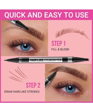 iMethod Eyebrow Pen - 2-in-1 Microblading Eyebrow Pencil with 4-Fork & Brush Tips for Natural Hair-Like Brows Long-Lasting Light Brown MY 01 - Perfect for Women International Shipping Available - Buy Online on GoSupps.com