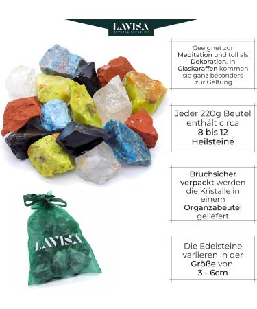 Buy Lavisa Premium Healing Stones Gemstones Set | 100% Natural Mineral Stones for Water Treatment & Decoration | 5 Element Gem Water Mix - Buy Online on GoSupps.com