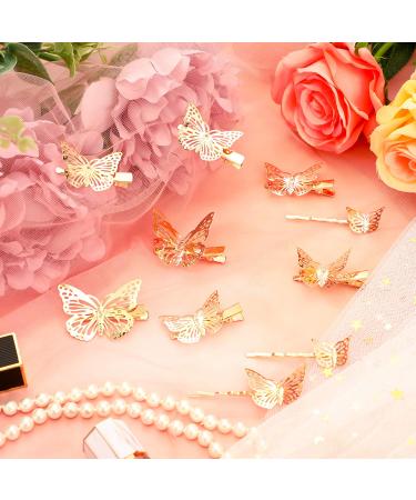 24 Piece Metallic Butterfly Hair Clips for Women and Girls - Gold, 2 Styles & Sizes - Hair Accessories for Weddings and Brides - Buy Online on GoSupps.com