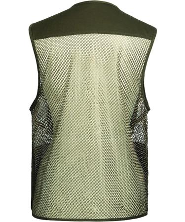 Flygo Men's Mesh Fishing Vest | Outdoor Photography Work Journalist Sleeveless Jacket Army Green - Large - Buy Online on GoSupps.com