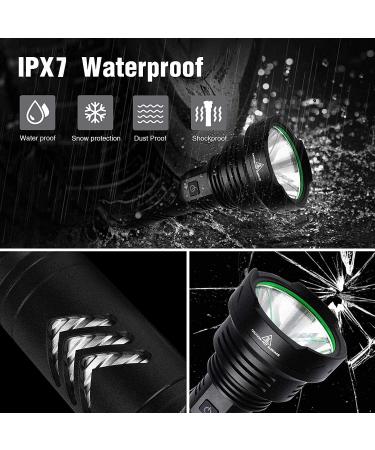 Lyting USB Rechargeable 150000 Lumens Super Bright Flashlight | 5 Modes, IPX7 Waterproof | Powerful Flash Light for Emergencies & Camping - Black - Buy Online on GoSupps.com