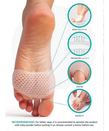 Metatarsal Ball of Foot Cushions - Soft Gel Cushioning Sleeves for Pain Relief - White (Women/Men) - Buy Online on GoSupps.com