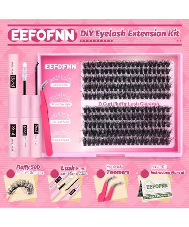 Eefofnn DIY Fluffy Mink Lash Extension Kit - 50D Eyelash Clusters Natural Volume Bond & Seal Tweezers 10-18MM Perfect for Beautiful Lashes - International Shipping Available - Buy Online on GoSupps.com