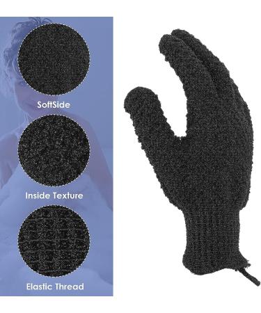Sibba 2 Pairs Bath Exfoliating Gloves - Shower Scrubber Set for Spa Body Scrub, Loofah Glove with Hooks - Men and Women (Black & Grey) - Buy Online on GoSupps.com